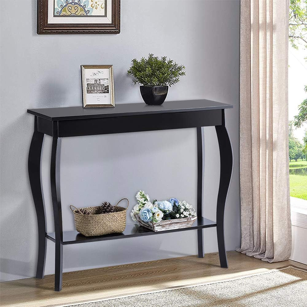 Narrow Console Table, Chic Accent Sofa Table, Entryway Table, 39.3 Inch, Black