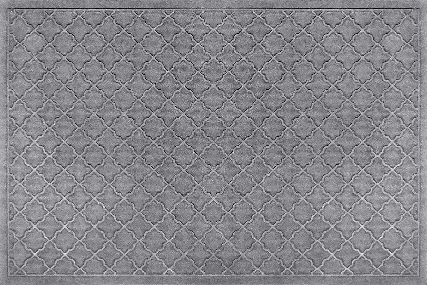 Waterhog Heavy Duty Doorway Mat, 3' X 5', Made in USA, Durable & Skid-Resistant Entryway Mat, Water-Trapping, Indoor/Outdoor Decorative Floor Covering, Cordova Collection, Medium Grey