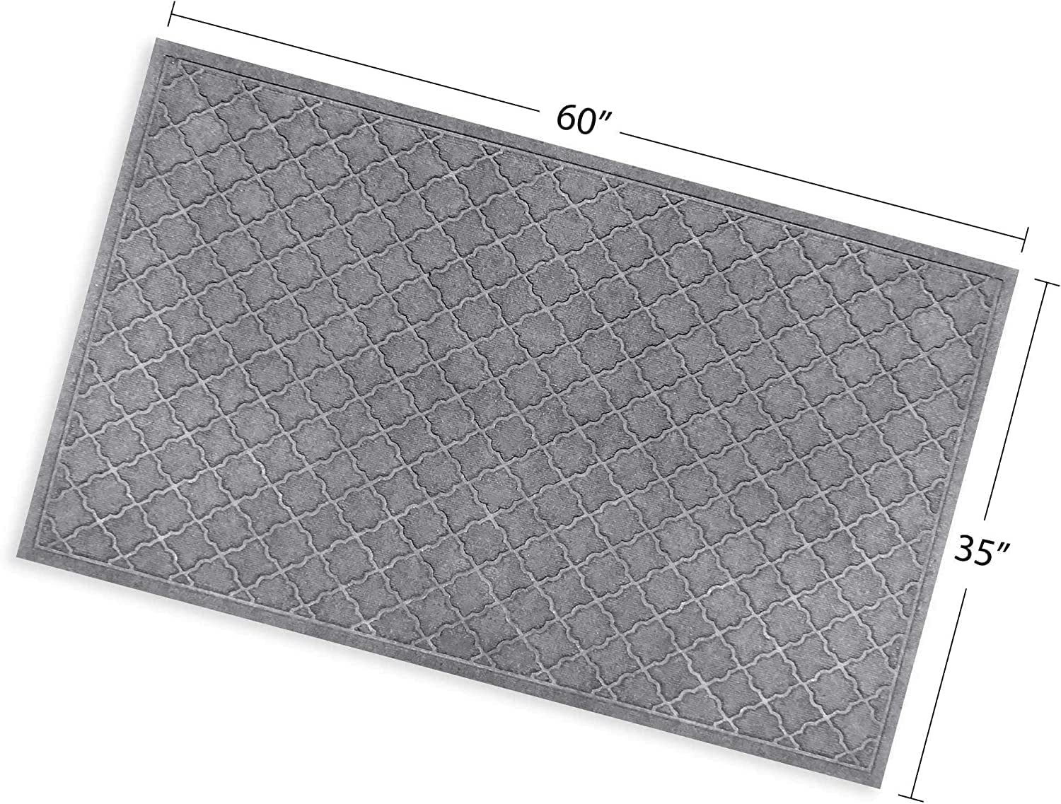 Waterhog Heavy Duty Doorway Mat, 3' X 5', Made in USA, Durable & Skid-Resistant Entryway Mat, Water-Trapping, Indoor/Outdoor Decorative Floor Covering, Cordova Collection, Medium Grey