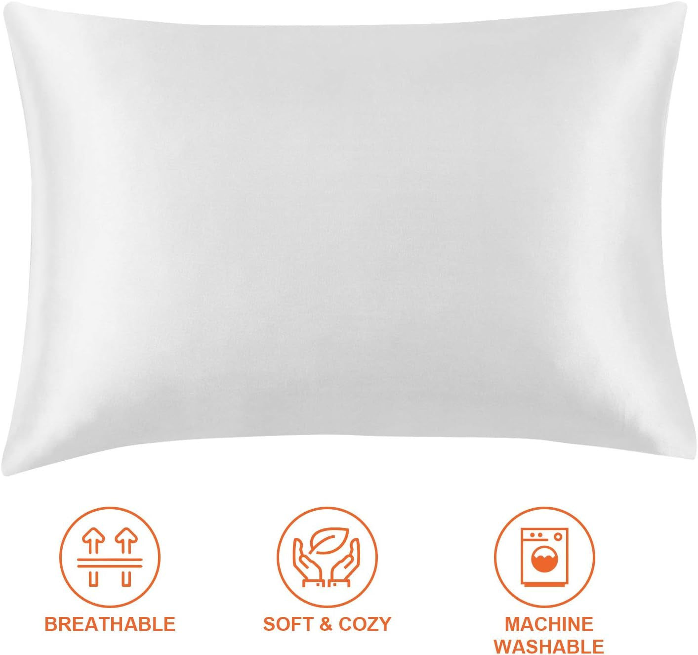 Satin Pillowcase Queen Set of 2, Soft Pillowcases for Hair and Skin Similar to Silk, White Pillow Cases 2 Pack with Envelope Closure, 20X30 Inches