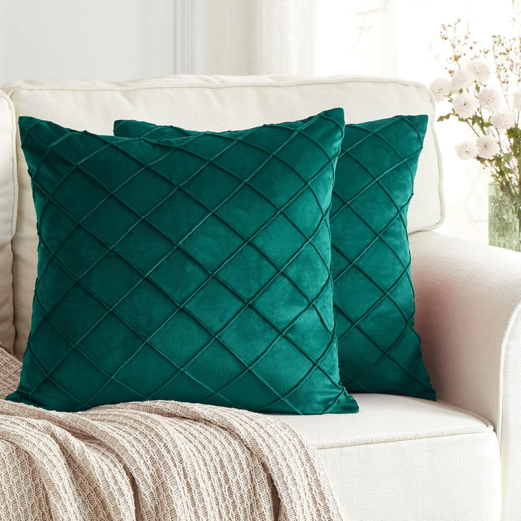 Pack of 2 Velvet Throw Pillows Sofa Decorative Christmas Throw Pillow Covers 16X16 Soft Solid Cushion Case for Bedroom Car Outdoors