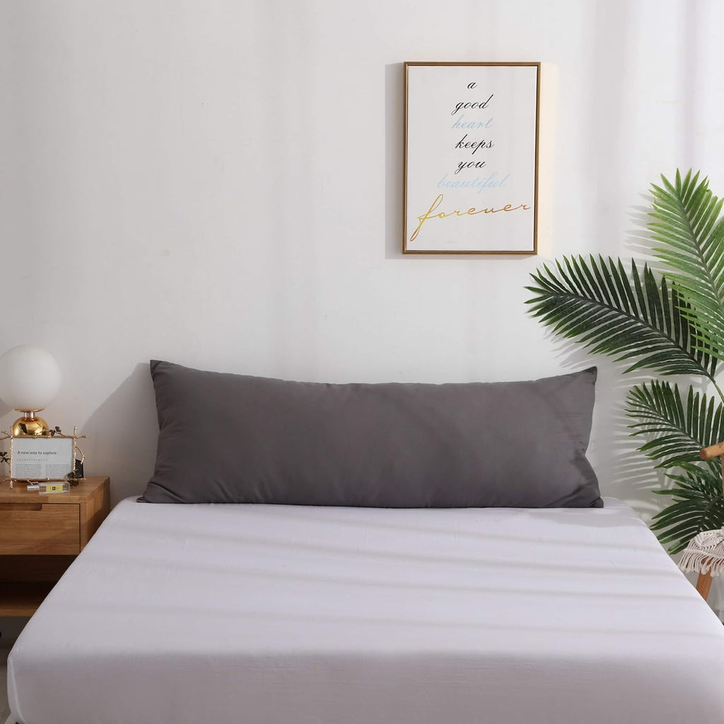 Body Pillow Cover, Luxury Soft Removable Body Pillow Case - Long Body Pillow Protector 21"X54" with Zipper Closure (Grey,21"X54")