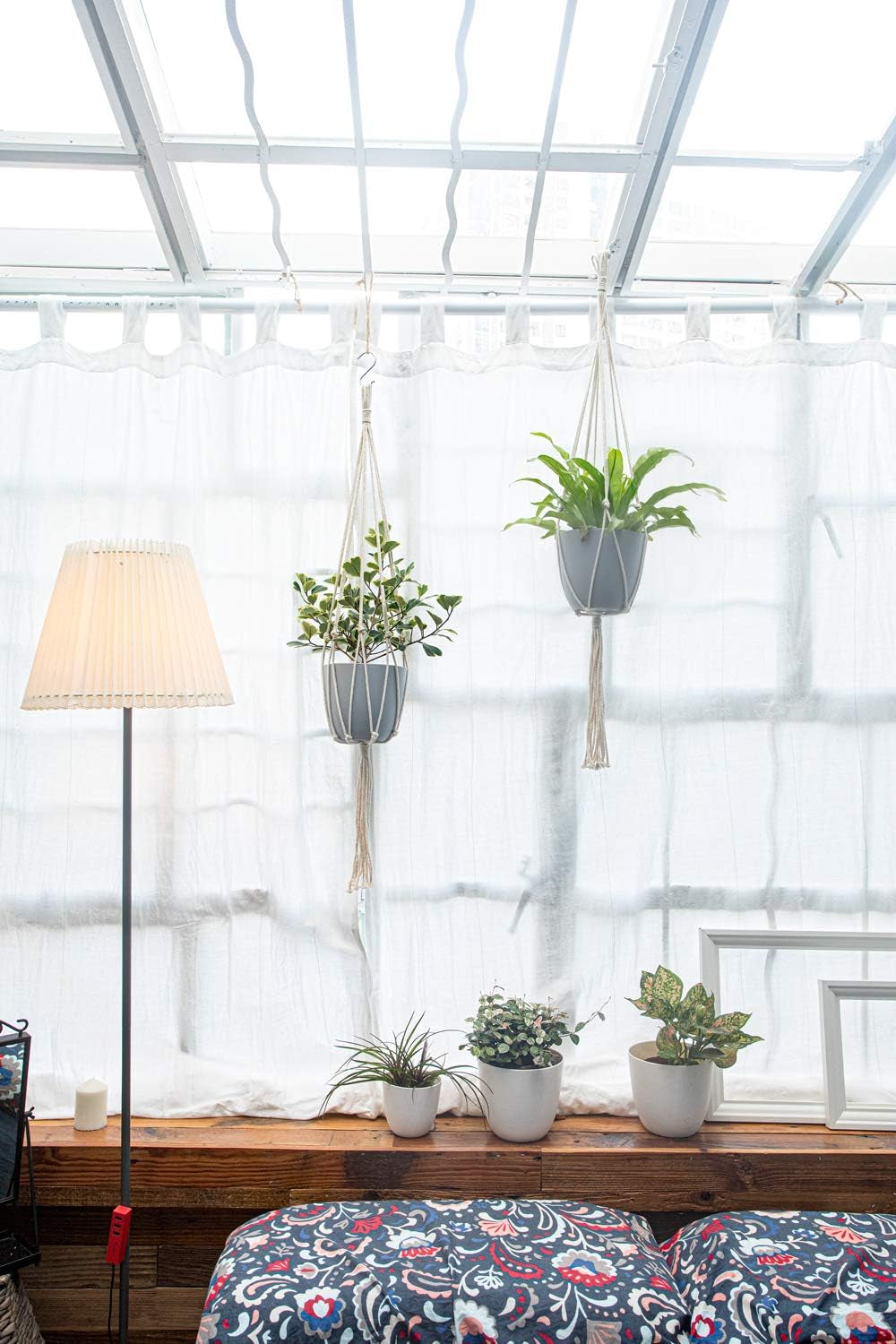 Macrame Plant Hangers Simple Design Indoor Hanging Planter Decorative Flower Pot Holder Cotton Rope for Indoor Outdoor Home Decor, 6 Legs More Stable 40 Inch, 2 Pack