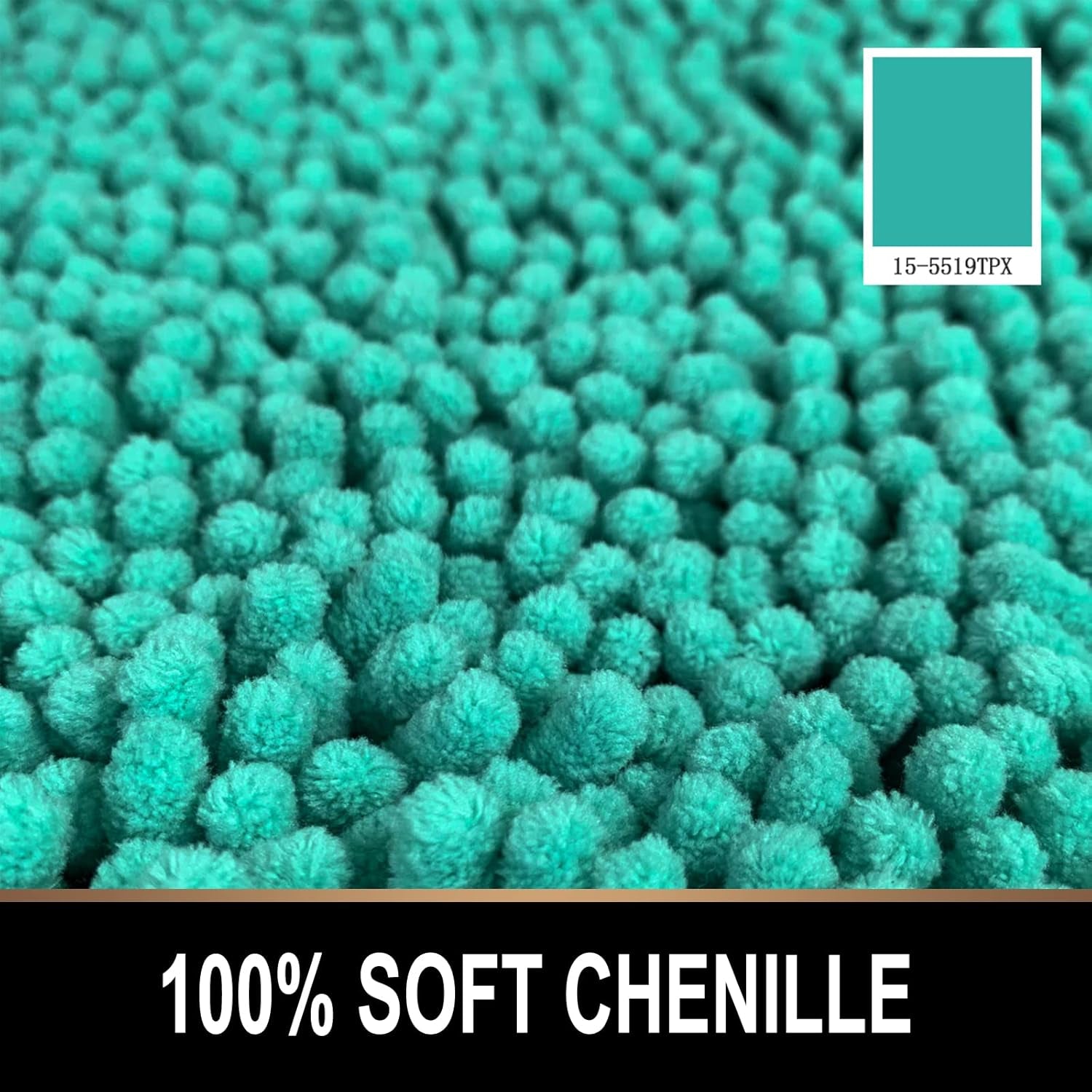 round Area Rug Set for Bathroom | Soft Plush Chenille Bath Mat, Water Absorbent Non-Slip Bathroom Rug | Washable Shag Carpet for Shower, Bedroom, or Home Décor | 36"X36" (Round) | Turquoise