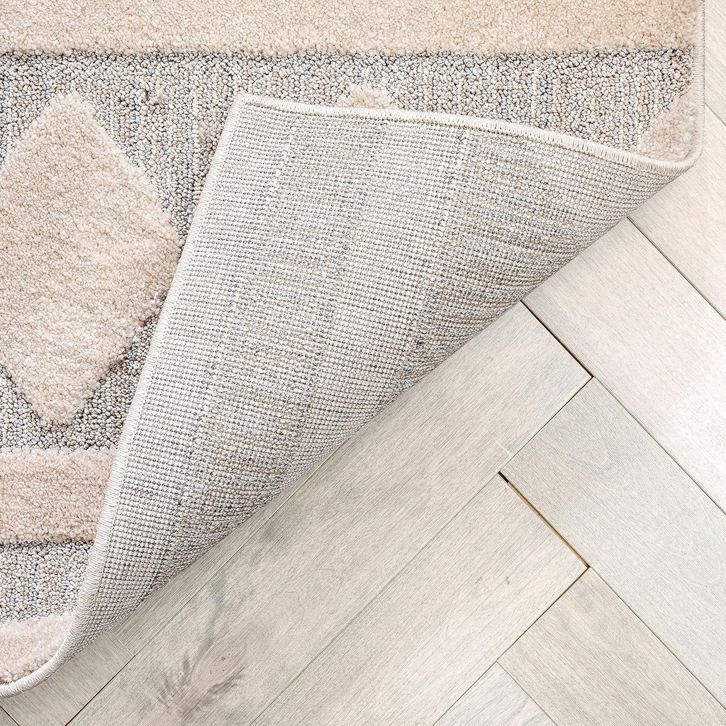 Harlow Zara Tribal Moroccan Diamond Pattern Beige High-Low 5'3" X 7'3" Area Rug