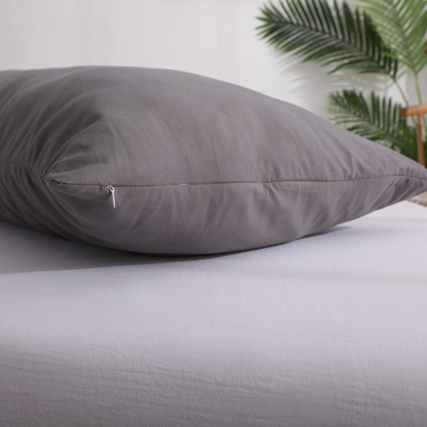 Body Pillow Cover, Luxury Soft Removable Body Pillow Case - Long Body Pillow Protector 21"X54" with Zipper Closure (Grey,21"X54")