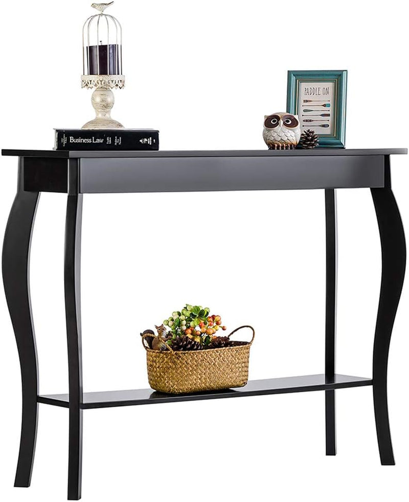 Narrow Console Table, Chic Accent Sofa Table, Entryway Table, 39.3 Inch, Black