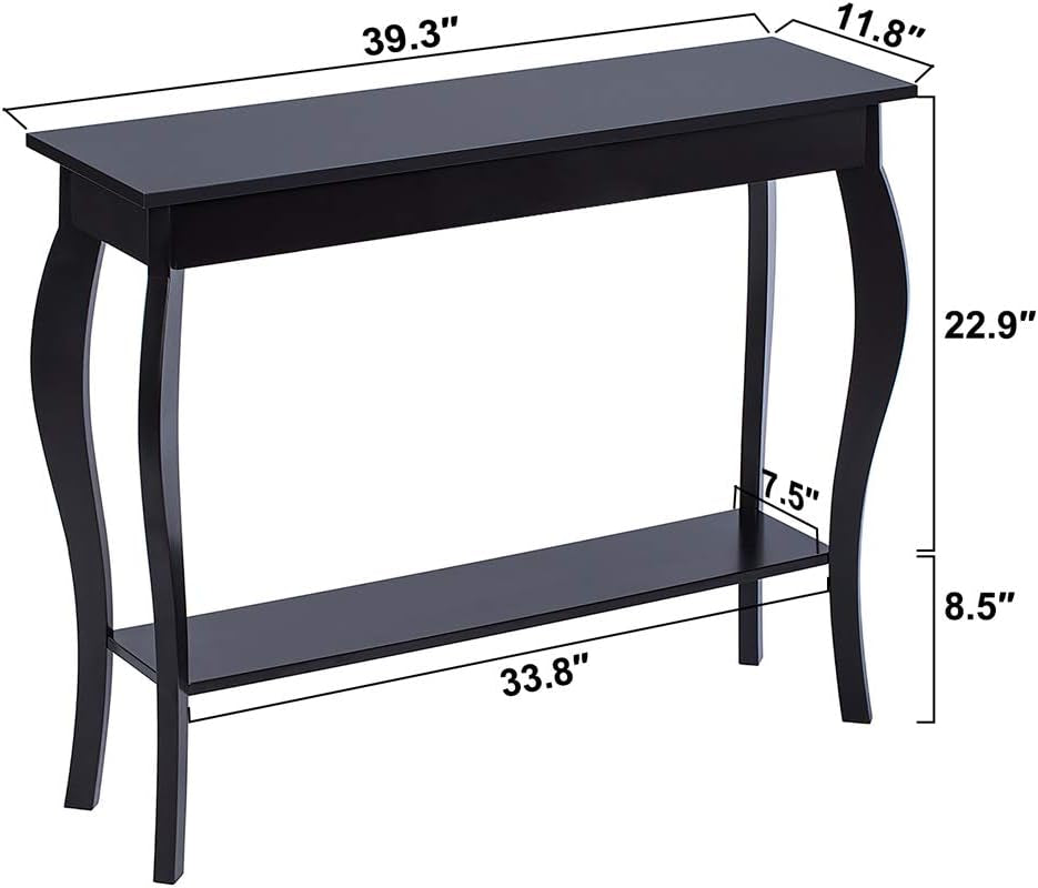 Narrow Console Table, Chic Accent Sofa Table, Entryway Table, 39.3 Inch, Black