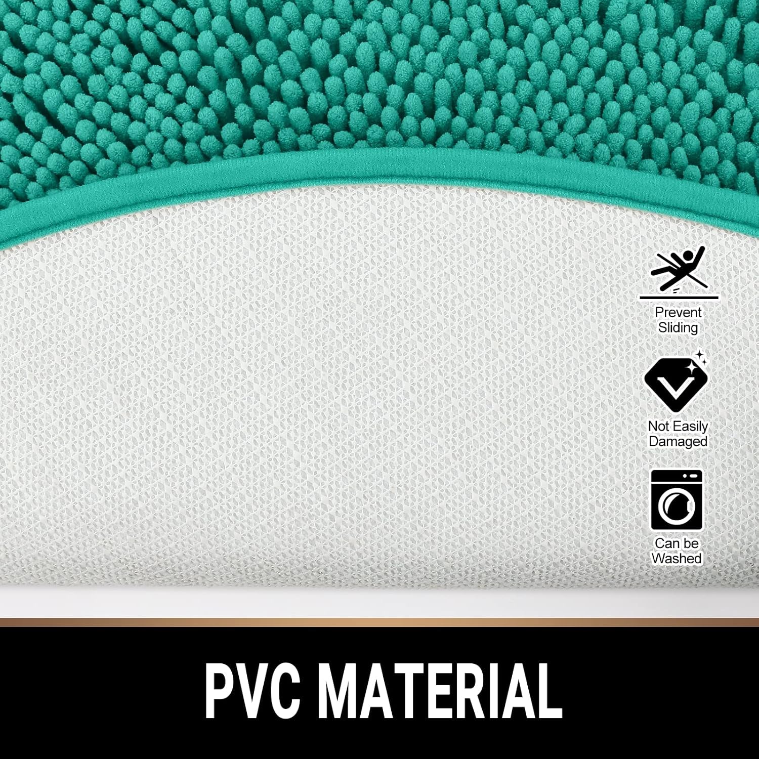 round Area Rug Set for Bathroom | Soft Plush Chenille Bath Mat, Water Absorbent Non-Slip Bathroom Rug | Washable Shag Carpet for Shower, Bedroom, or Home Décor | 36"X36" (Round) | Turquoise