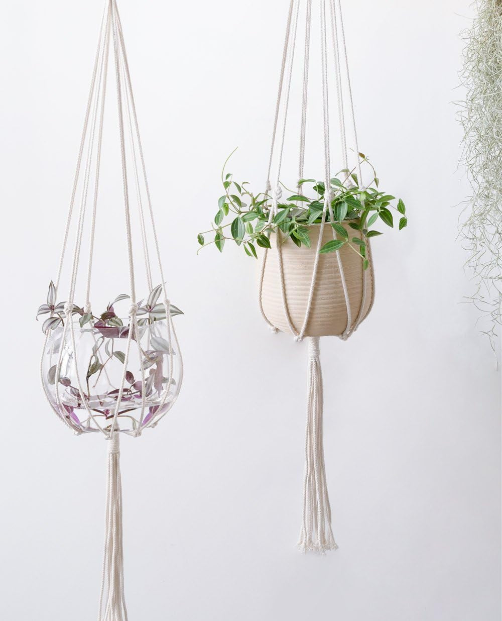 Macrame Plant Hangers Simple Design Indoor Hanging Planter Decorative Flower Pot Holder Cotton Rope for Indoor Outdoor Home Decor, 6 Legs More Stable 40 Inch, 2 Pack