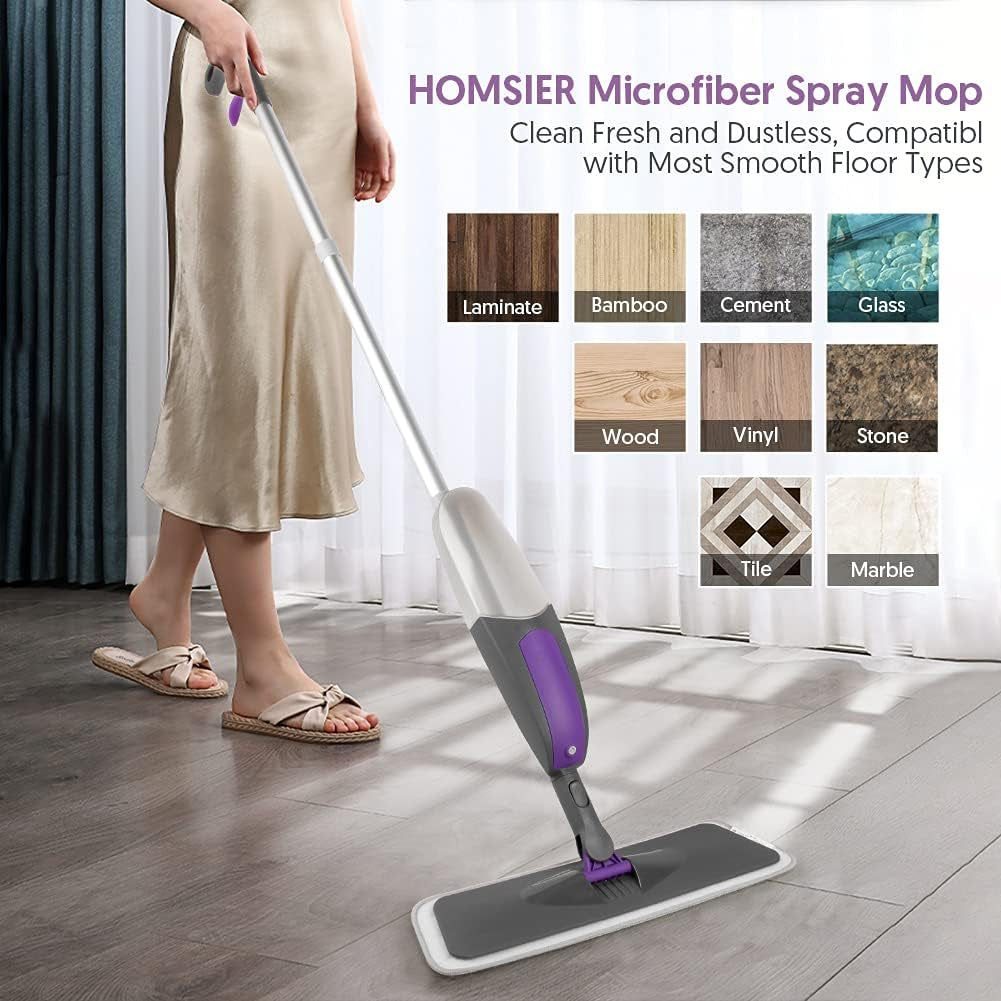 Spray Mops for Floors Cleaning,  Microfiber Flat Floor Mop Wet Dry with 550ML Refillable Bottle 2 Washable Pads Replacement for Wooden Laminate Tile Marble Kitchen