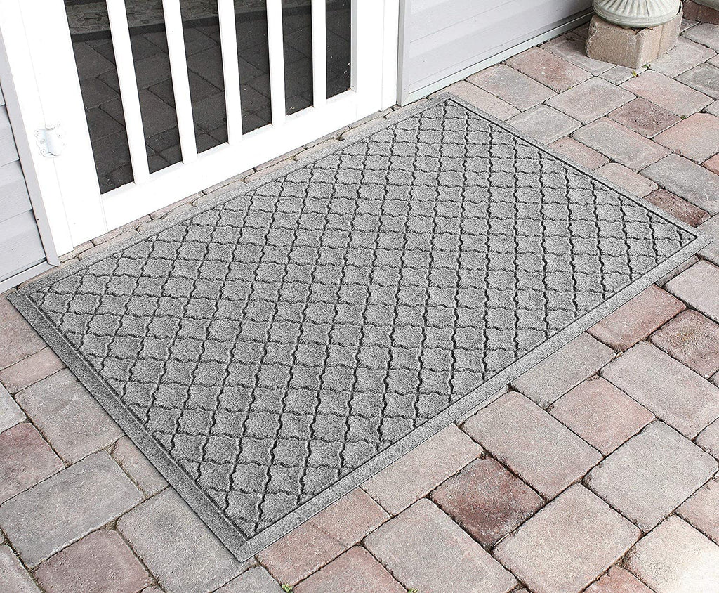 Waterhog Heavy Duty Doorway Mat, 3' X 5', Made in USA, Durable & Skid-Resistant Entryway Mat, Water-Trapping, Indoor/Outdoor Decorative Floor Covering, Cordova Collection, Medium Grey