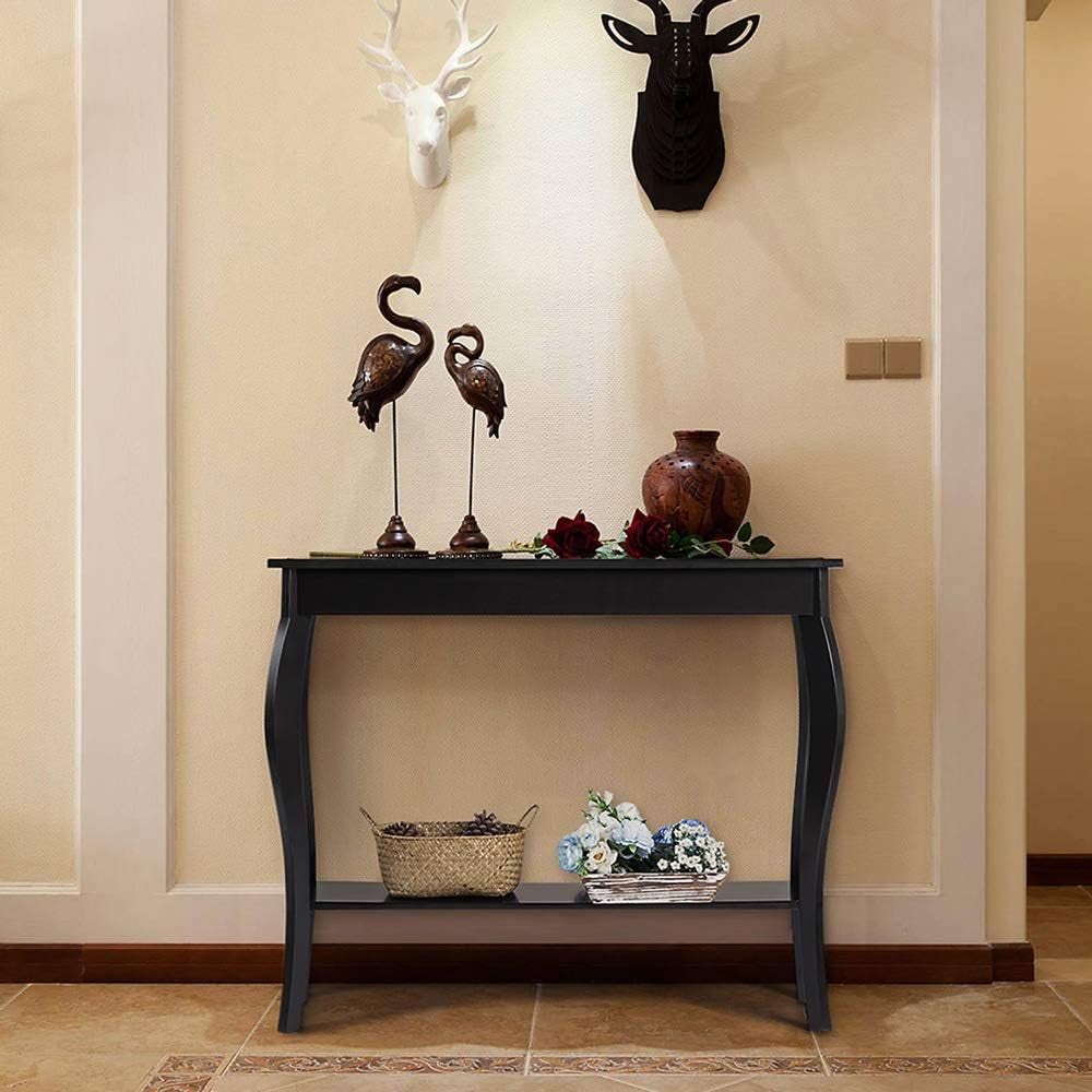 Narrow Console Table, Chic Accent Sofa Table, Entryway Table, 39.3 Inch, Black