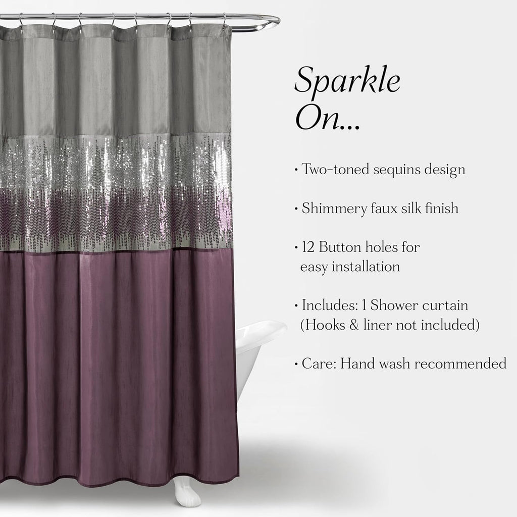 Night Sky Shower Curtain, 72" X 72", Gray & Purple