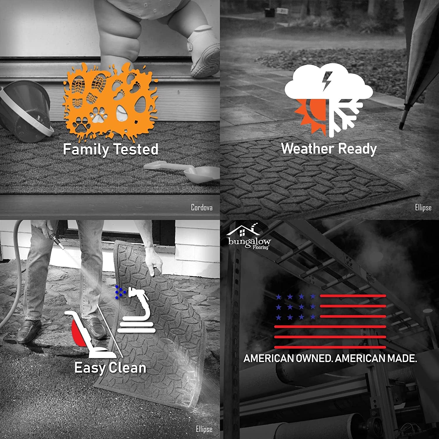 Waterhog Heavy Duty Doorway Mat, 3' X 5', Made in USA, Durable & Skid-Resistant Entryway Mat, Water-Trapping, Indoor/Outdoor Decorative Floor Covering, Cordova Collection, Medium Grey