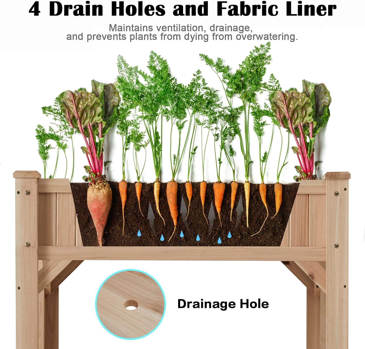 Raised Garden Bed with Legs 36.3X36.3X24 Inch -  Herb Planter with Divider Liner Flower Herb Wood Planter with Storage Shelves for Backyard Patio Extra Gloves 3 Tools 8 Grow Area 20 T-Tag