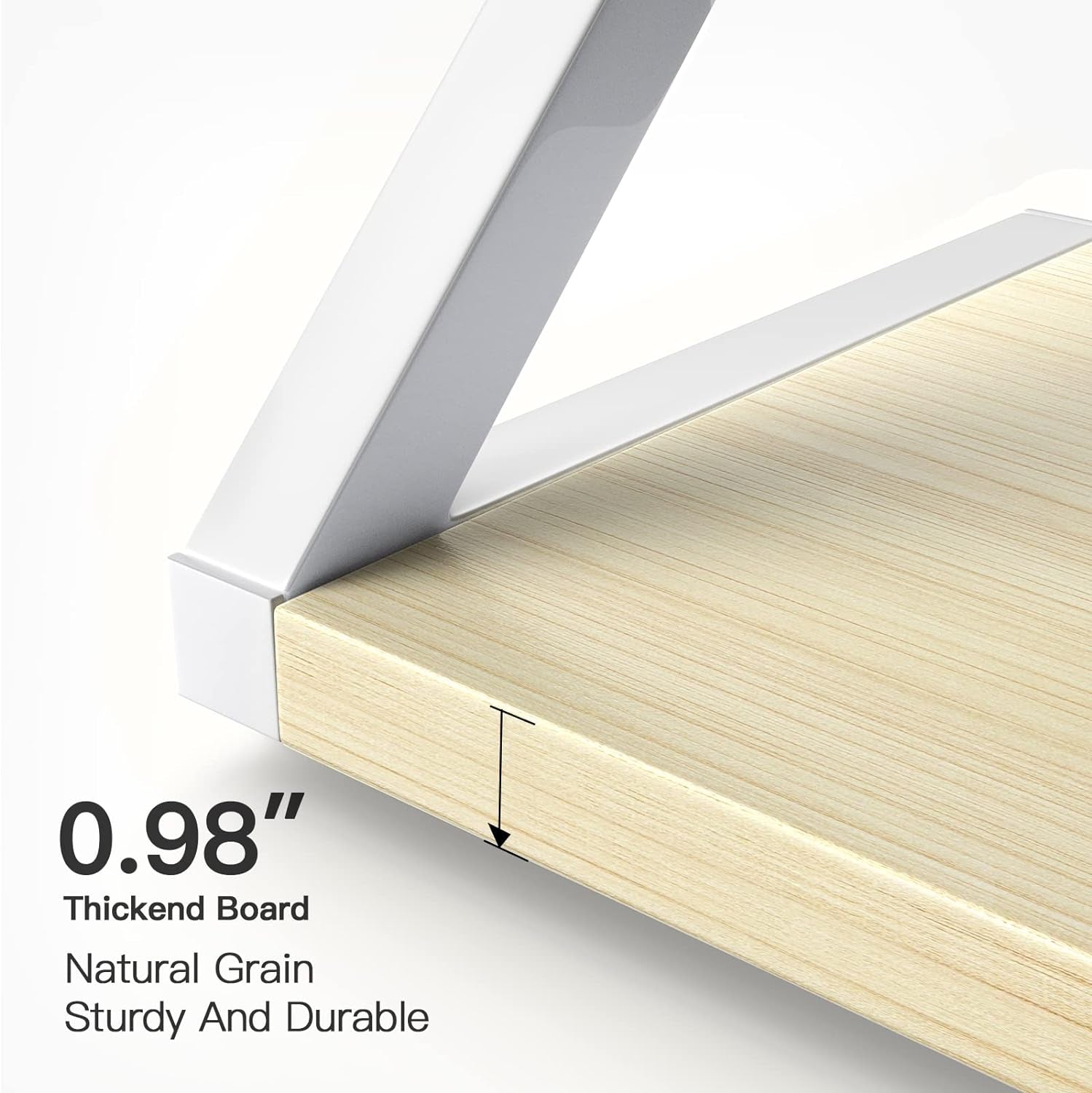 Printer Stand with Storage, Desktop Shelf with Anti-Skid Pads, Printer Table Organizer W/ 2 Tier Tray & Hardware & Steel (Light Wood)