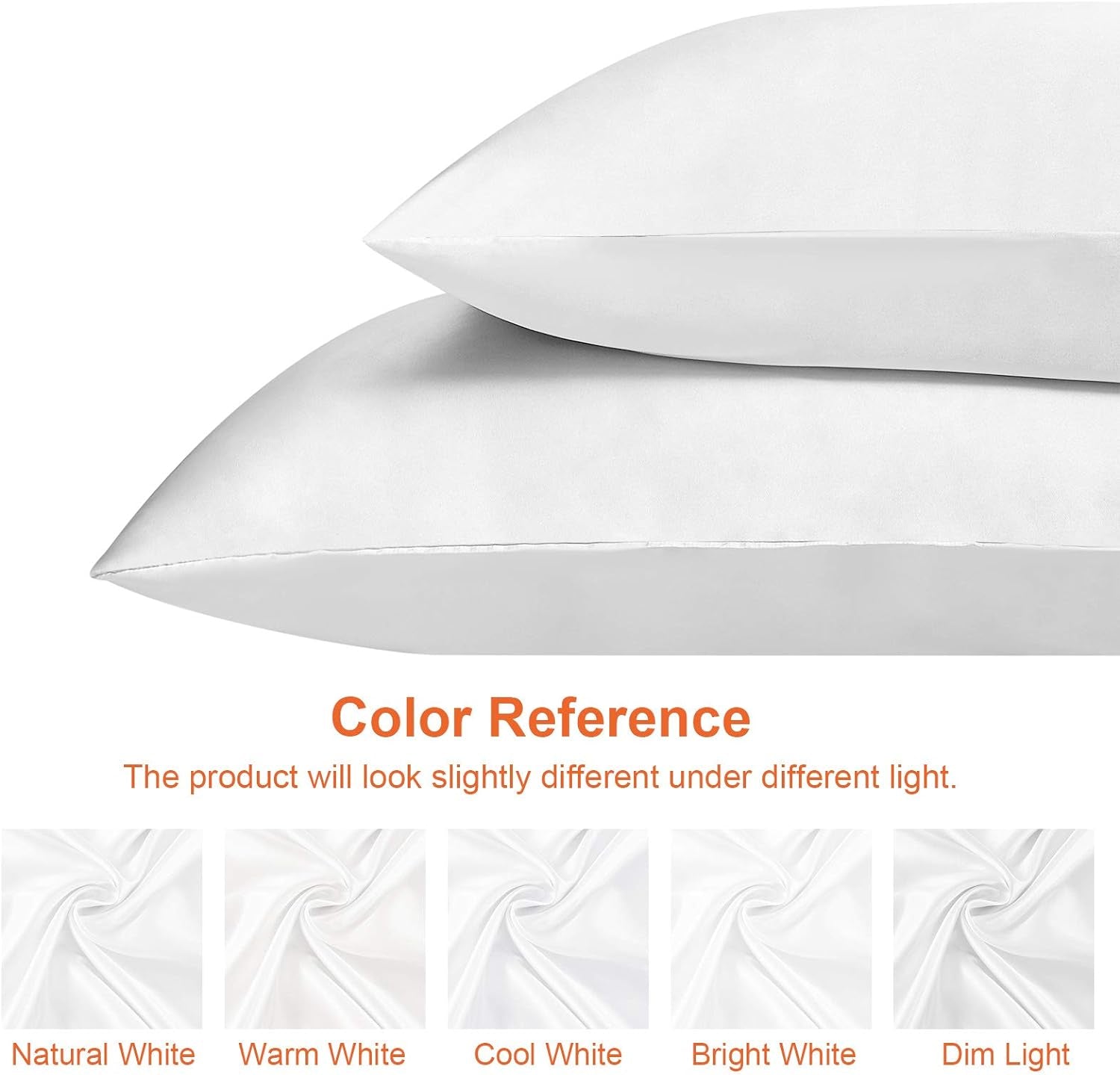 Satin Pillowcase Queen Set of 2, Soft Pillowcases for Hair and Skin Similar to Silk, White Pillow Cases 2 Pack with Envelope Closure, 20X30 Inches