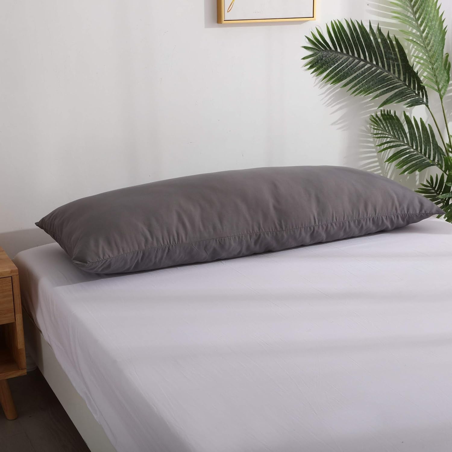 Body Pillow Cover, Luxury Soft Removable Body Pillow Case - Long Body Pillow Protector 21"X54" with Zipper Closure (Grey,21"X54")