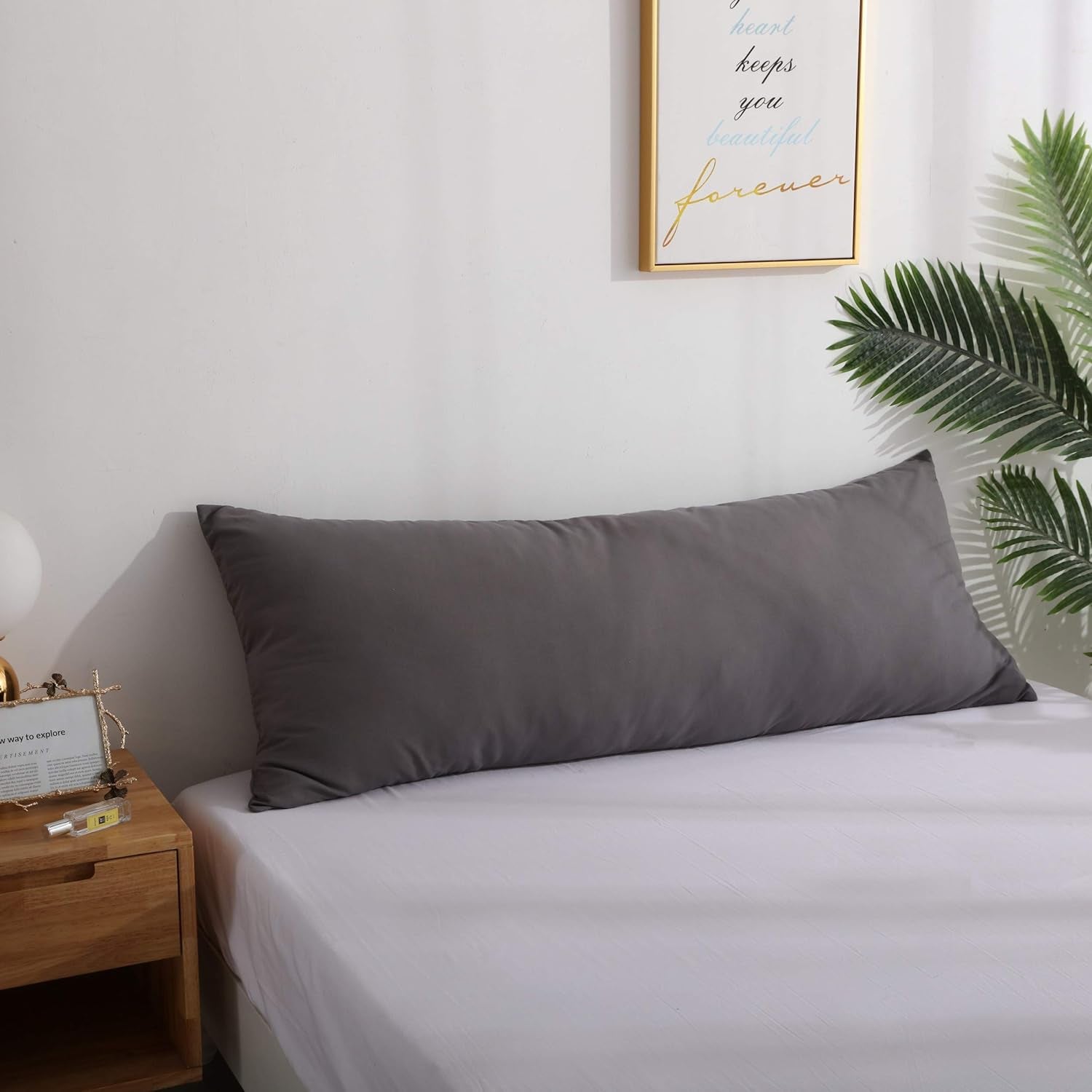 Body Pillow Cover, Luxury Soft Removable Body Pillow Case - Long Body Pillow Protector 21"X54" with Zipper Closure (Grey,21"X54")