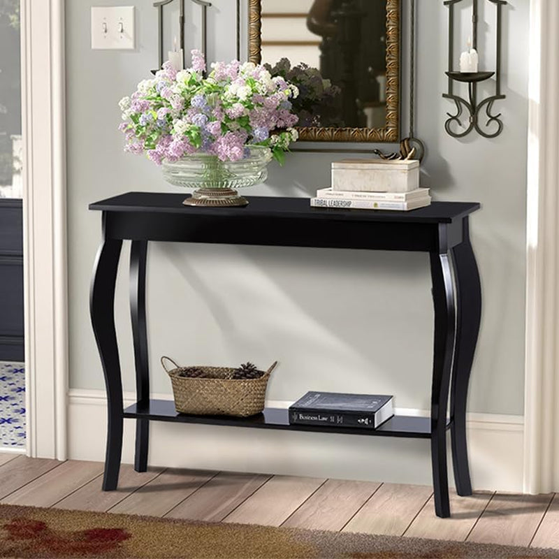 Narrow Console Table, Chic Accent Sofa Table, Entryway Table, 39.3 Inch, Black