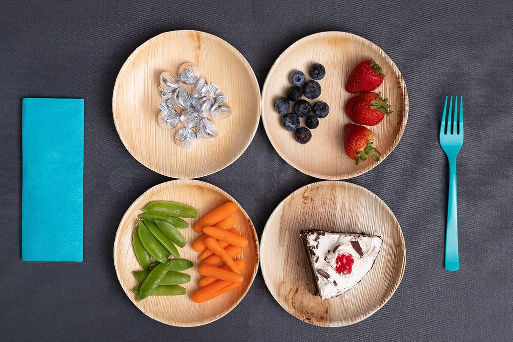 Small 6 Inch round Palm Leaf Dessert Plates - 50 Pack - Same as Disposable Bamboo Plates for Appetizers and Cocktails - Compostable and Eco-Friendly