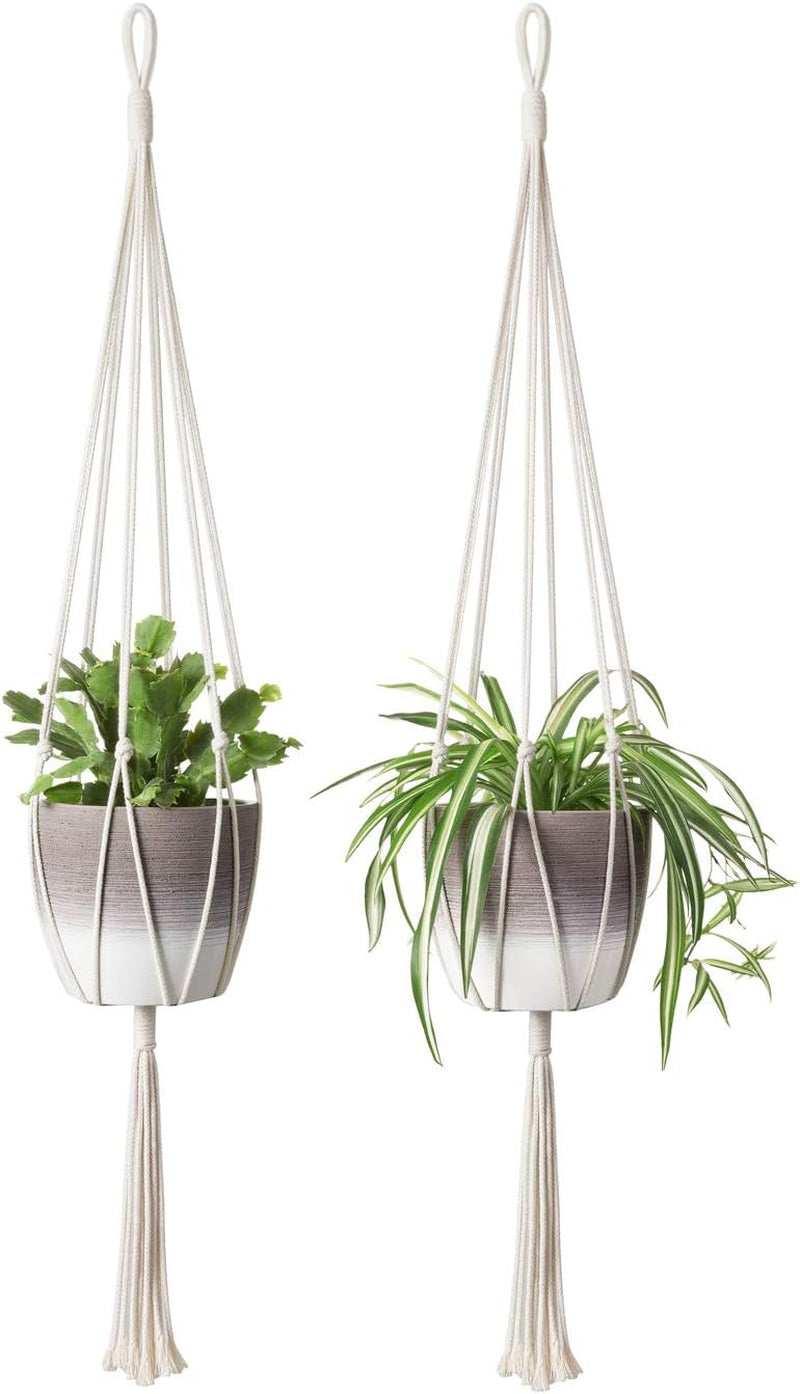 Macrame Plant Hangers Simple Design Indoor Hanging Planter Decorative Flower Pot Holder Cotton Rope for Indoor Outdoor Home Decor, 6 Legs More Stable 40 Inch, 2 Pack