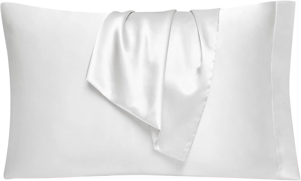Satin Pillowcase Queen Set of 2, Soft Pillowcases for Hair and Skin Similar to Silk, White Pillow Cases 2 Pack with Envelope Closure, 20X30 Inches