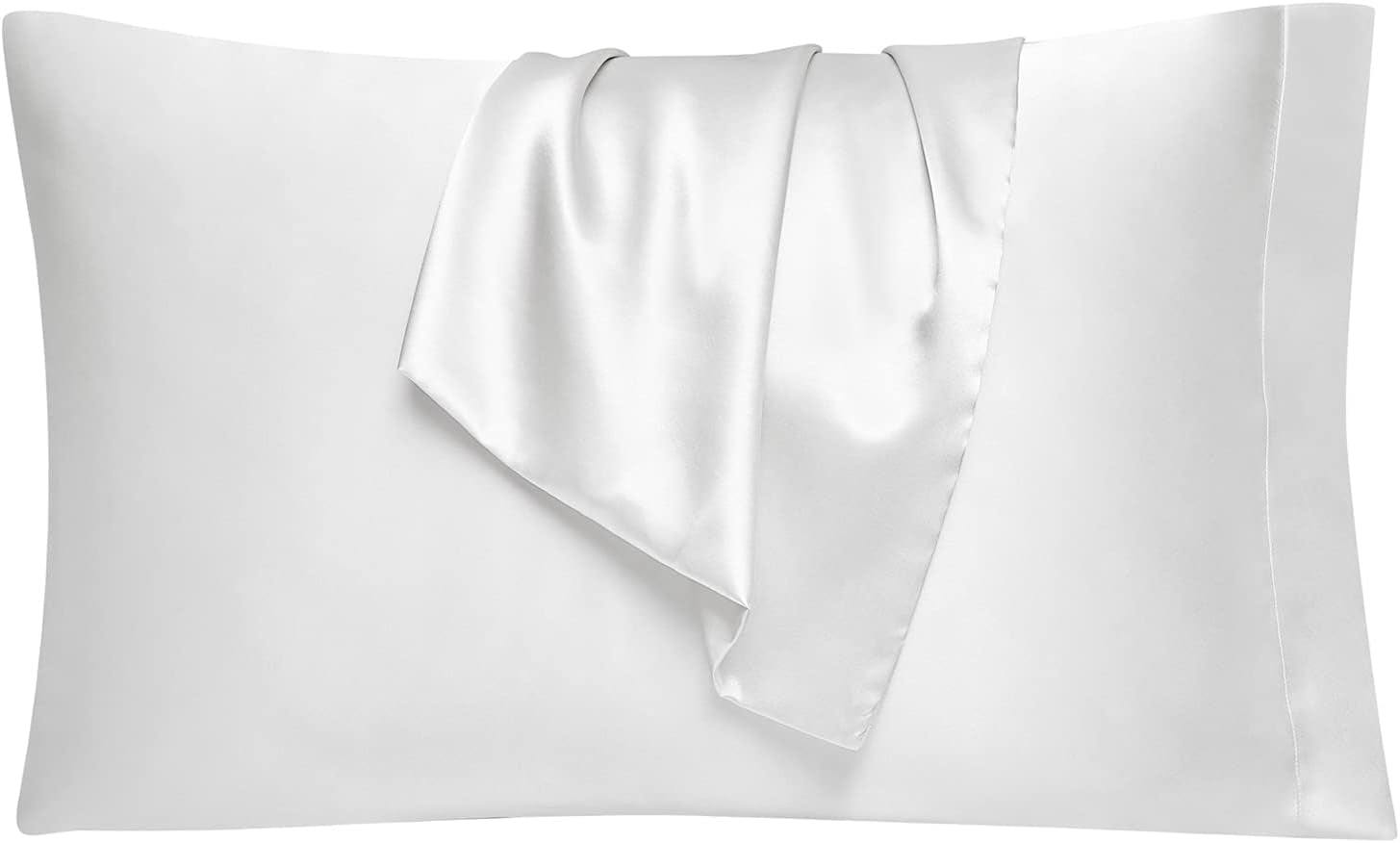 Satin Pillowcase Queen Set of 2, Soft Pillowcases for Hair and Skin Similar to Silk, White Pillow Cases 2 Pack with Envelope Closure, 20X30 Inches